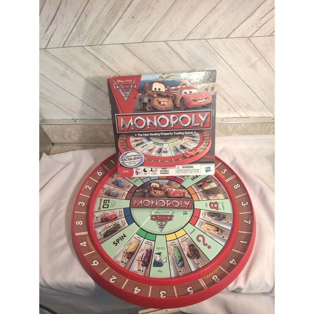 Disney Cars 2 Monopoly Game Lightning McQueen Racetrack Game 99.9% Complete READ
